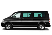 AUT 45 IZ0161 01
2010 Volkswagen Multivan Comfortline Shuttle Black Profile View On White Seamless