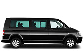 AUT 45 IZ0162 01
2010 Volkswagen Multivan Comfortline Shuttle Black Profile View On White Seamless