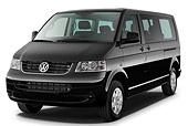 AUT 45 IZ0163 01
2010 Volkswagen Multivan Comfortline Shuttle Black 3/4 Front View On White Seamless