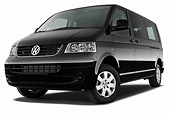 AUT 45 IZ0164 01
2010 Volkswagen Multivan Comfortline Shuttle Black 3/4 Front View On White Seamless
