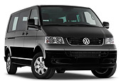 AUT 45 IZ0165 01
2010 Volkswagen Multivan Comfortline Shuttle Black 3/4 Front View On White Seamless