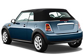 AUT 45 IZ0192 01
2010 Mini Cooper Convertible Blue 3/4 Rear View On White Seamless