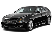 AUT 45 IZ0204 01
2010 Cadillac CTS Sport Wagon Black 3/4 Front View On White Seamless
