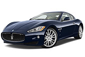 AUT 45 IZ0278 01
2013 Maserati GranTurismo S Automatic Coupe Blue 3/4 Front View On White Seamless