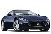 AUT 45 IZ0279 01
2013 Maserati GranTurismo S Automatic Coupe Blue 3/4 Front View On White Seamless