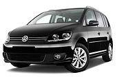 AUT 45 IZ0327 01
2010 Volkswagen Touran Highline 5 Door Mini MPV Black 3/4 Front View On White Seamless