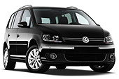 AUT 45 IZ0328 01
2010 Volkswagen Touran Highline 5 Door Mini MPV Black 3/4 Front View On White Seamless