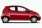 AUT 45 IZ0342 01
2010 Toyota Aygo 5 Door Microcar Red Profile View On White Seamless