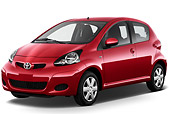 AUT 45 IZ0343 01
2010 Toyota Aygo 5 Door Microcar Red 3/4 Front View On White Seamless