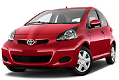 AUT 45 IZ0344 01
2010 Toyota Aygo 5 Door Microcar Red 3/4 Front View On White Seamless