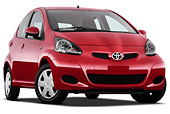 AUT 45 IZ0345 01
2010 Toyota Aygo 5 Door Microcar Red 3/4 Front View On White Seamless
