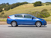 AUT 45 RK0023 01
2010 Honda Insight Hybrid Blue Profile View On Pavement By Hills