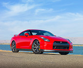AUT 45 RK0040 01
2010 Nissan GT-R Red 3/4 Front View On Pavement By Water