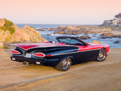 AUT 45 RK0076 01
2010 789 n2a Motors Roadster Red And Black 3/4 Rear View On Beach By Houses
