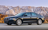 AUT 46 BK0032 01
2011 Audi A8 Black 3/4 Side View On Pavement By Snowy Mountains
