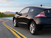 AUT 46 BK0038 01
2011 Honda CR-Z Black 3/4 Rear View On Road By Mountains And Lake