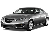 AUT 46 IZ0081 01
2011 Saab 95 Vector 4-Door Sedan Gray 3/4 Front View On White Seamless