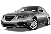 AUT 46 IZ0082 01
2011 Saab 95 Vector 4-Door Sedan Gray 3/4 Front View On White Seamless