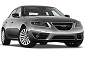 AUT 46 IZ0083 01
2011 Saab 95 Vector 4-Door Sedan Gray 3/4 Front View On White Seamless