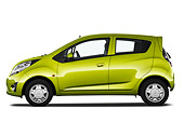 AUT 46 IZ0111 01
2013 Chevrolet Spark LS 5 Door Hatchback Green Profile View On White Seamless