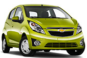 AUT 46 IZ0115 01
2013 Chevrolet Spark LS 5 Door Hatchback Green 3/4 Front View On White Seamless