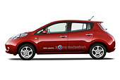 AUT 46 IZ0127 01
2012 Nissan Leaf SL Red Profile View On White Seamless