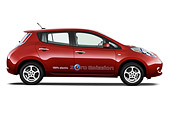AUT 46 IZ0128 01
2012 Nissan Leaf SL Red Profile View On White Seamless