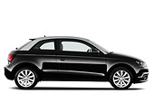 AUT 46 IZ0144 01
2013 Audi A1 3 Door Hatchback Black Profile View On White Seamless