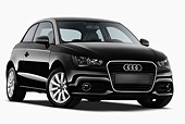 AUT 46 IZ0148 01
2013 Audi A1 3 Door Hatchback Black 3/4 Front View On White Seamless