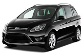 AUT 46 IZ0153 01
2013 Ford Grand C-Max Titanium Mini MPV Black 3/4 Front View On White Seamless