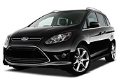 AUT 46 IZ0154 01
2013 Ford Grand C-Max Titanium Mini MPV Black 3/4 Front View On White Seamless