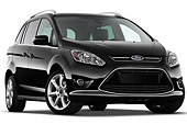 AUT 46 IZ0155 01
2013 Ford Grand C-Max Titanium Mini MPV Black 3/4 Front View On White Seamless