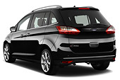 AUT 46 IZ0156 01
2013 Ford Grand C-Max Titanium Mini MPV Black 3/4 Rear View On White Seamless
