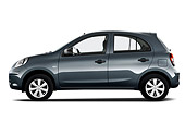 AUT 46 IZ0167 01
2013 Nissan Micra Visia 5 Door Micro Car Gray Profile View On White Seamless