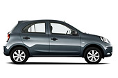 AUT 46 IZ0168 01
2013 Nissan Micra Visia 5 Door Micro Car Gray Profile View On White Seamless