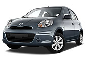 AUT 46 IZ0170 01
2013 Nissan Micra Visia 5 Door Micro Car Gray 3/4 Front View On White Seamless