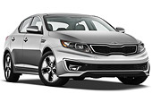 AUT 46 IZ0186 01
2012 Kia Optima Hybrid Silver 3/4 Front View On White Seamless