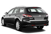 AUT 46 IZ0196 01
2013 Mazda6 Active Wagon Black 3/4 Rear View On White Seamless