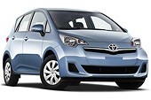 AUT 46 IZ0203 01
2013 Toyota Verso-S Terra 5 Door Hatchback Blue 3/4 Front View On White Seamless