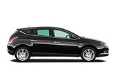AUT 46 IZ0209 01
2011 Lancia Delta Gold 5 Door Hatchback Black Profile View On White Seamless