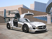 AUT 46 RK0013 01
2011 Mercedes-Benz SLS AMG GT3 Chrome 3/4 Front View On Pavement By Building