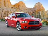 AUT 46 RK0055 01
2011 Dodge Charger RT Red 3/4 Front View On Pavement By Red Rock