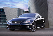 AUT 46 RK0061 01
2011 Lexus ISF Black 3/4 Front View On Pavement By Building
