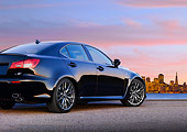 AUT 46 RK0062 01
2011 Lexus ISF Black 3/4 Rear View On Pavement By City At Dusk