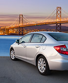 AUT 48 BK0005 01
2012 Honda Civic Silver 3/4 Rear View On Pavement By Bay Bridge At Night