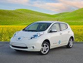 AUT 48 BK0009 01
2012 Nissan Leaf White 3/4 Front View On Pavement By Grassy Hills