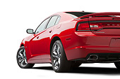 AUT 48 BK0045 01
2012 Dodge Charger R/T Red 3/4 Rear View On White Seamless