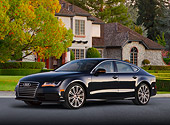 AUT 48 BK0065 01
2013 Audi A7 Black 3/4 Front View On Pavement By House