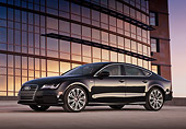 AUT 48 BK0066 01
2013 Audi A7 Black 3/4 Front View On Concrete By Glass Building At Dusk