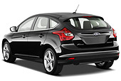 AUT 48 IZ0014 01
2013 Ford Focus Hatchback Titanium Black 3/4 Rear View On White Seamless